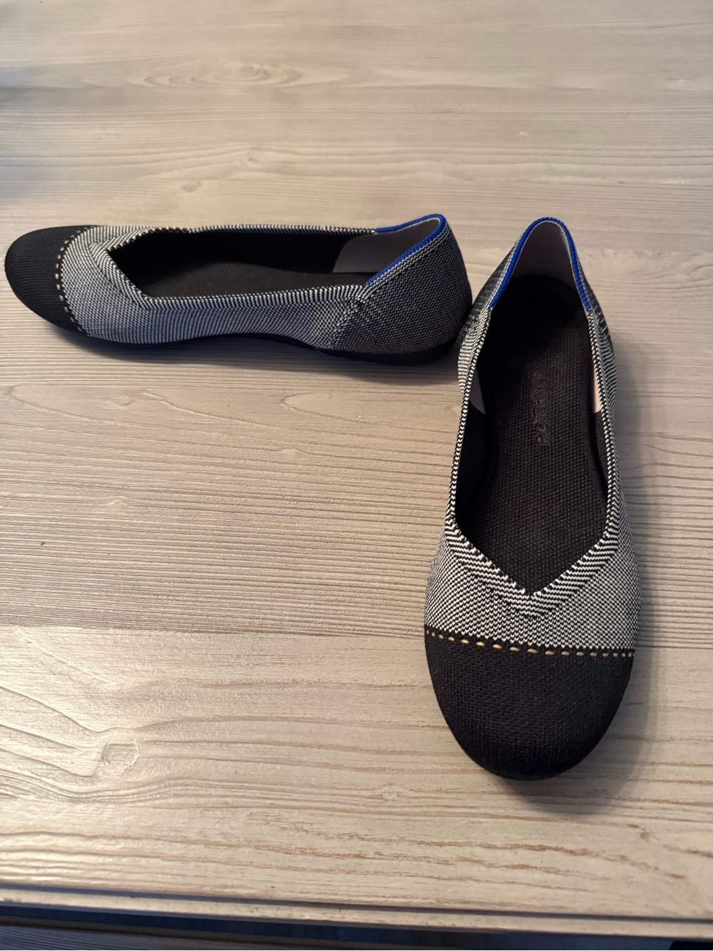 Rothy's Black and White Tweed-Patterned Flat Loafers - Women
